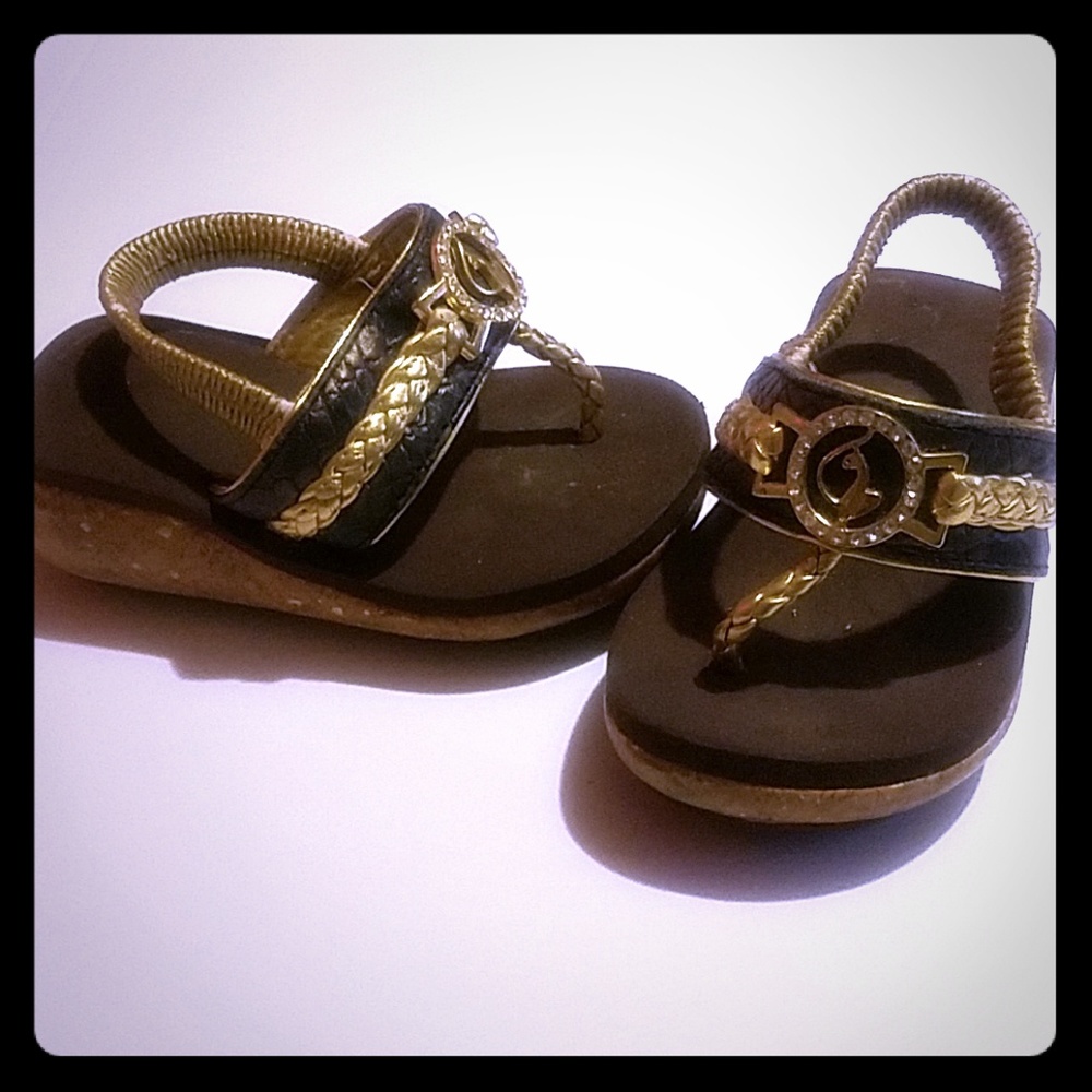 Babyphat brown and gold sandals baby girl size 3